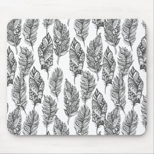Soft Feathers Doodle Mouse Pad