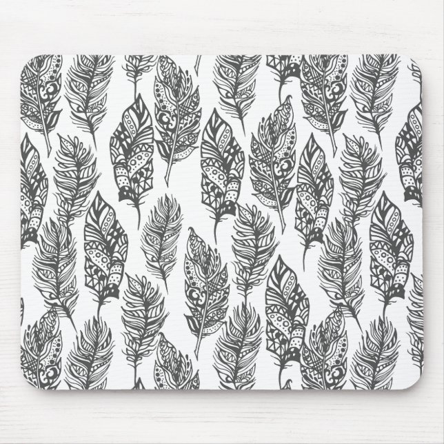Soft Feathers Doodle Mouse Pad (Front)