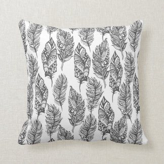 Soft Feathers Doodle Throw Pillow