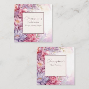 Soft feminine floral patterns tiny flowers square business card