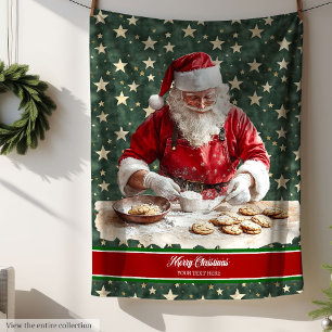 Soft Festive Blanket with Retro Santa Print