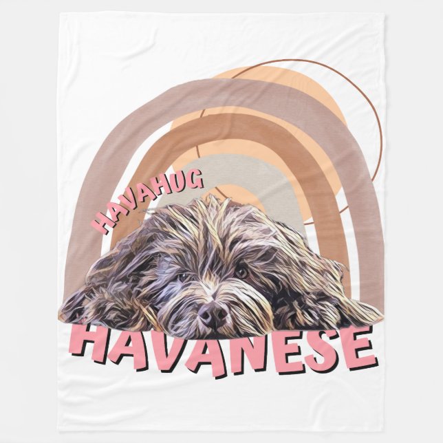 Soft Fleece Blanket, Sweet HavaHug Havanese, Throw (Front)