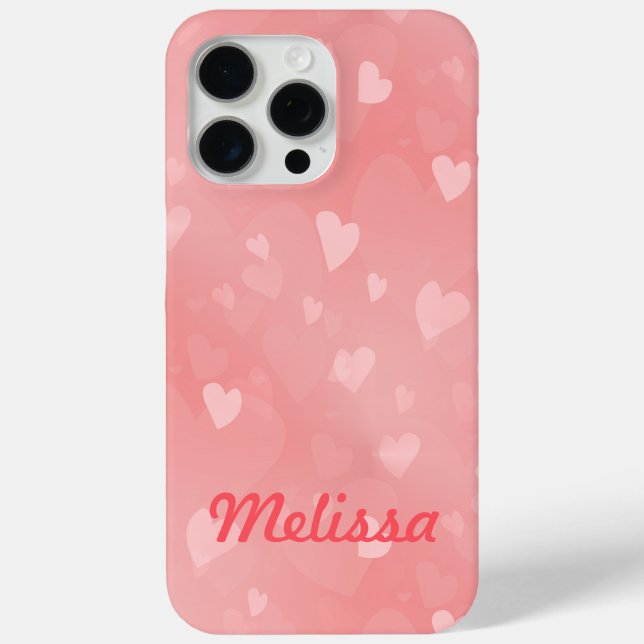 Soft Floating Pink Hearts Custom Case-Mate iPhone Case (Back)