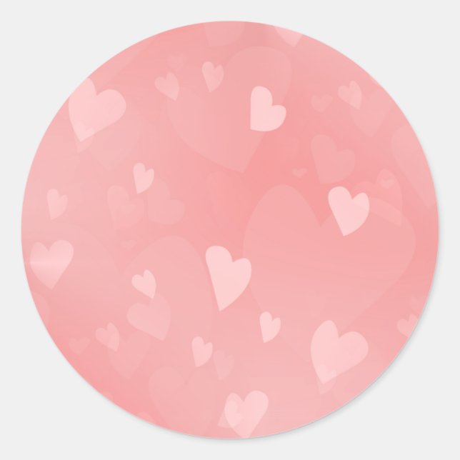 Soft Floating Pink Hearts Custom Classic Round Sticker (Front)