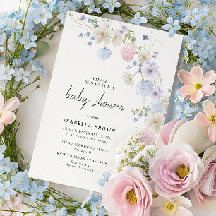 Soft Floral Border Baby Shower Party Invitation