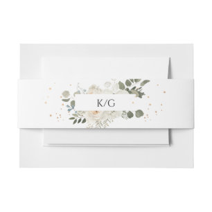 Soft Floral Botanical Foliage Romantic Wedding Invitation Belly Band