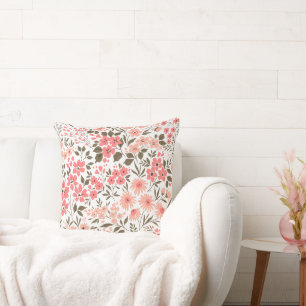 Soft Floral Dreams Throw Pillow