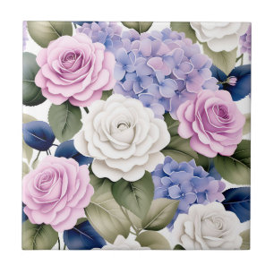 Soft Floral Elegant with Hydrangeas and Roses Tile