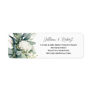 Soft Floral Greenery Wedding Return Address