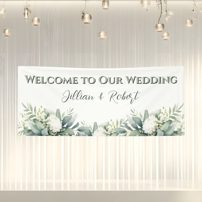 Soft Floral Greenery Welcome Wedding Banner (Soft Floral Greenery Welcome Wedding Banner)