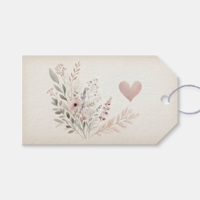Soft Floral Heart Gift Tag (Front (Horizontal))