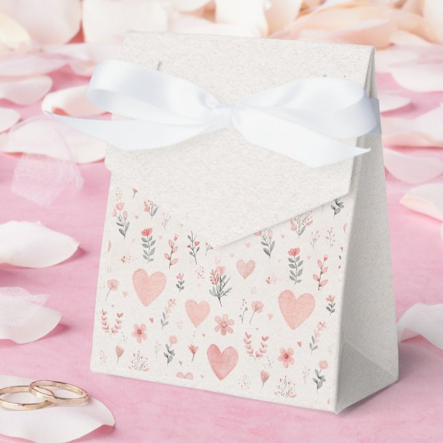Soft Floral Hearts Favor Box (Wedding)