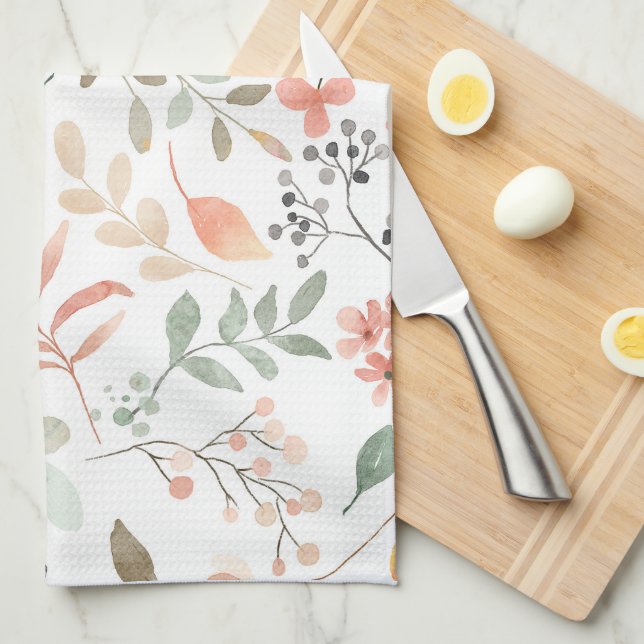 Soft Floral Kitchen Towel (Quarter Fold)