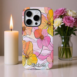 Soft Floral Line Art iPhone 16 Pro Case