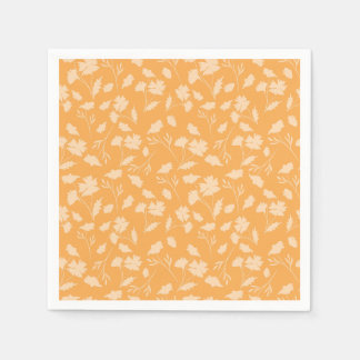 Soft floral pattern on orange background napkin