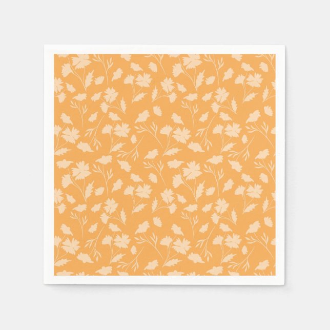 Soft floral pattern on orange background  napkin (Front)