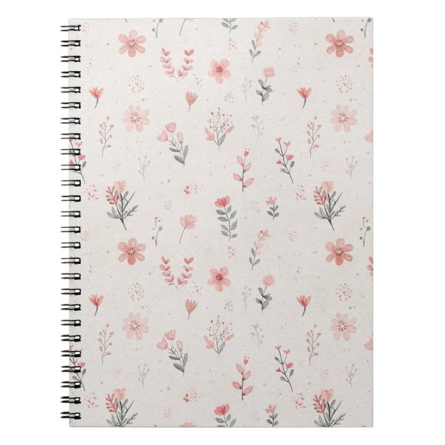 Soft Floral Pattern Spiral Notebook (Front)
