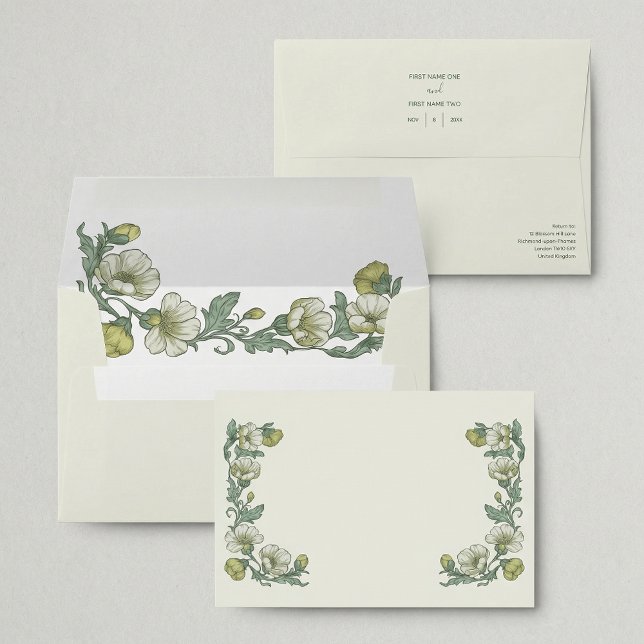 Soft Floral pretty Wedding art nouveau Envelope (Soft Floral pretty Wedding art nouveau Envelope)