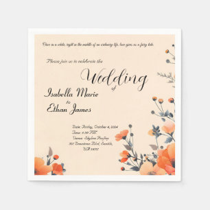 Soft floral romanitc wedding invitation design napkin