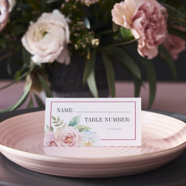 Soft Floral Romantic Greenery Mauve Wedding Place  Card (Creator Uploaded)