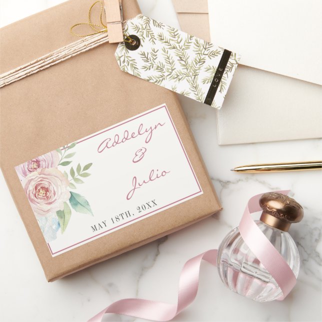 Soft Floral Romantic Greenery Pink Mauve Wedding Sticker (Gifting)