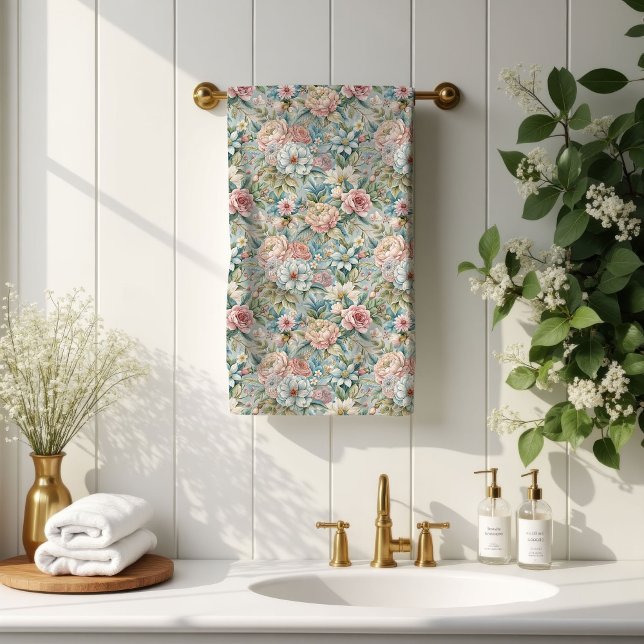 Soft Floral Towels Trendy Rococo Bath Accent (Soft Floral Towels Trendy Rococo Bath Accent)