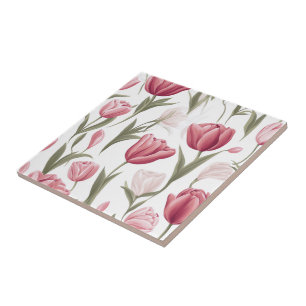 Soft Floral Tulips Tile