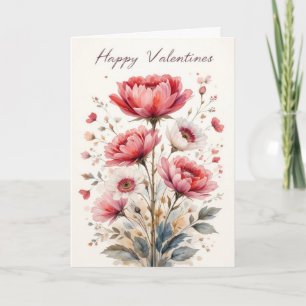 Soft Floral Valentine Romantic Rose Valentines  Card