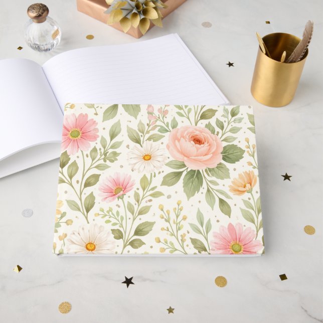 Soft Floral Watercolor Pattern   Guest Book (Front Open)