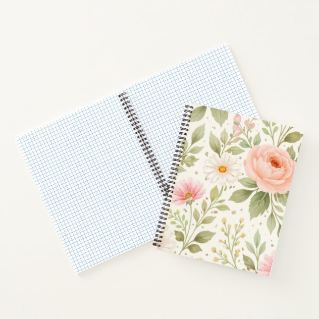 Soft Floral Watercolor Pattern   Notebook (Inside)