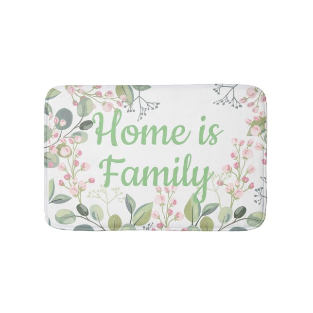 Soft Floral with Leaves and Tiny Budding Flowers Bath Mat (Front)