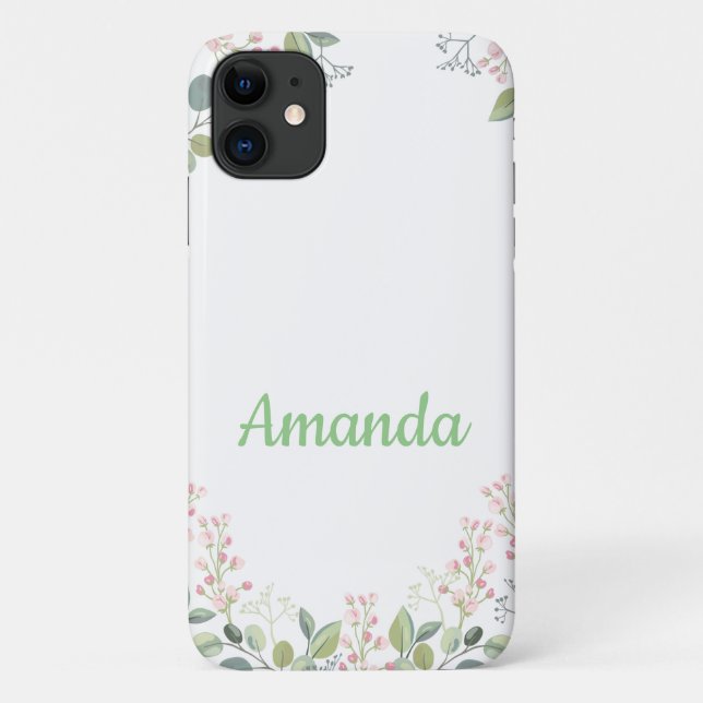 Soft Floral with Leaves and Tiny Budding Flowers Case-Mate iPhone Case (Back)