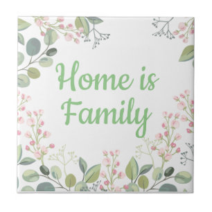 Soft Floral with Leaves and Tiny Budding Flowers Tile