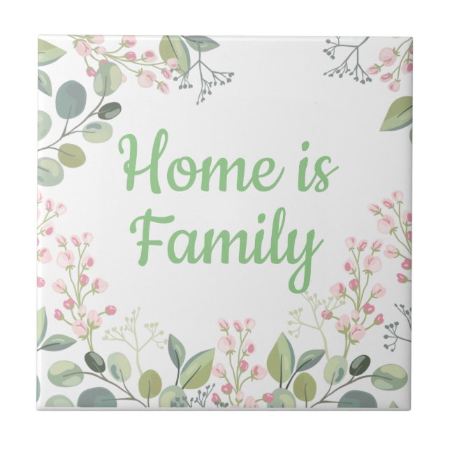 Soft Floral with Leaves and Tiny Budding Flowers Tile (Front)