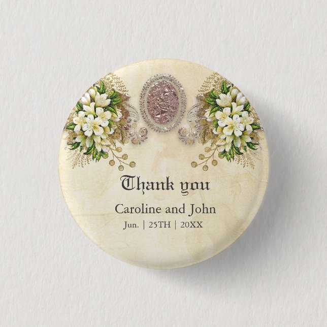 Soft flowers 1 inch round button (Front)