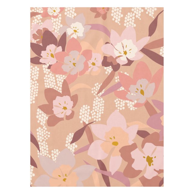 Soft Flowers - Peach Tablecloth (Front)