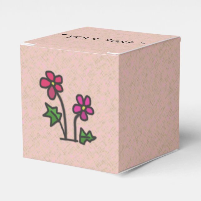 Soft Flowers Pink Favor Box (Front Side)