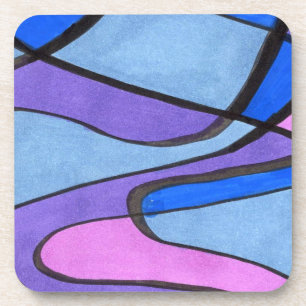 Soft flowing abstract design in pink blue violet coaster