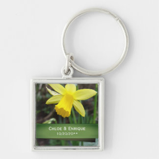 Soft Focus Daffodil Personalized Wedding Keychain