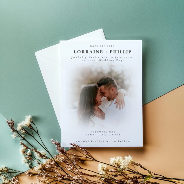 Soft Focus Photo Save the Date Invitation (Soft focus color photo romantic save the date card.)