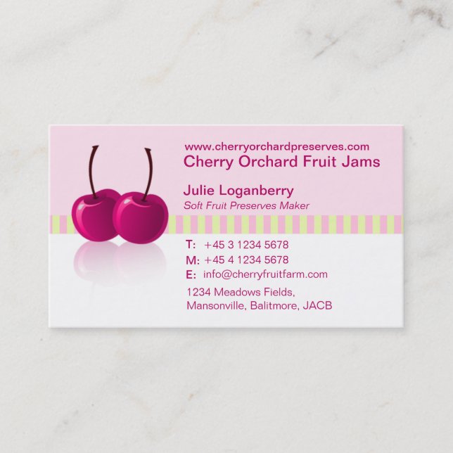 Soft fruit jam / preserve company business card (Front)