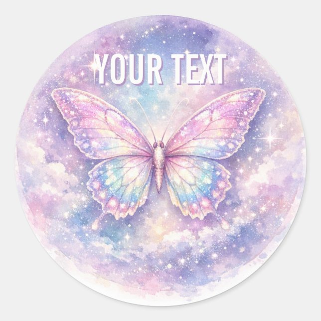 Soft Galaxy Butterfly Glow Classic Round Sticker (Front)