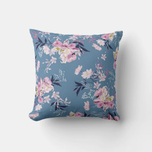 Soft gentle and delicate Blooming garden floral wi Throw Pillow