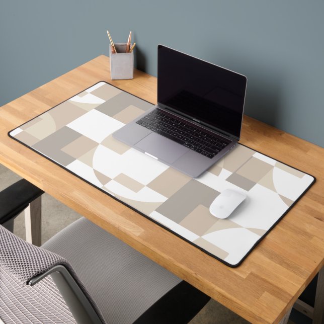 Soft Geometric Blocks – Calm Neutral Abstract Work Desk Mat (Office 2)