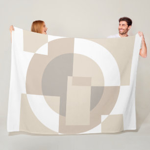 Soft Geometric Blocks – Modern Neutral Overlay Fleece Blanket