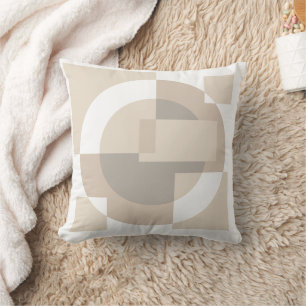 Soft Geometric Blocks – Overlapping Neutral Shapes Throw Pillow