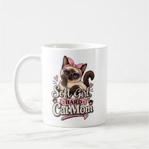 Soft Girl Hard Cat Mom Mug   Funny Cat Mom Coffee 
