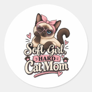 Soft Girl Hard Cat Mom Sticker Cute Cat Mom