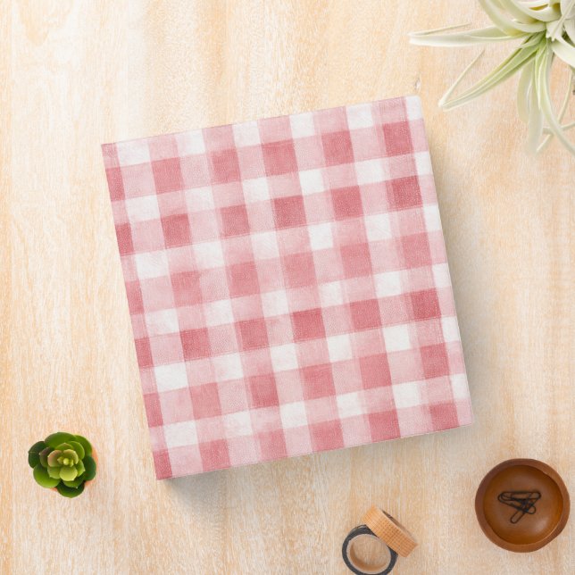 Soft Girly Pink White Plaid Stripes Binder (In Situ)