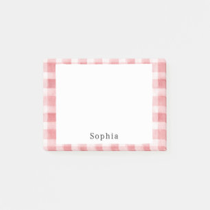 Soft Girly Pink White Plaid Stripes   Post-it Notes